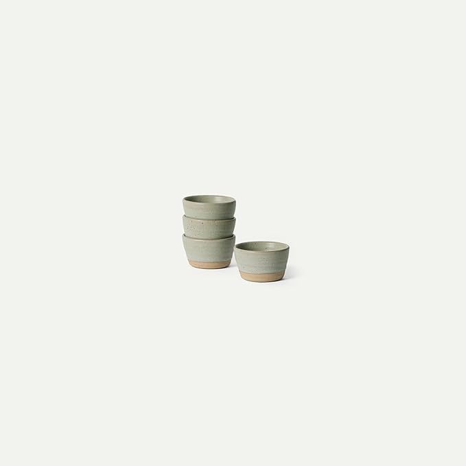 Mora Nano Ramekins Set of 4, 2oz Ceramic Pottery Sauce Cups - Microwave, Oven and Dishwasher Safe - Thyme