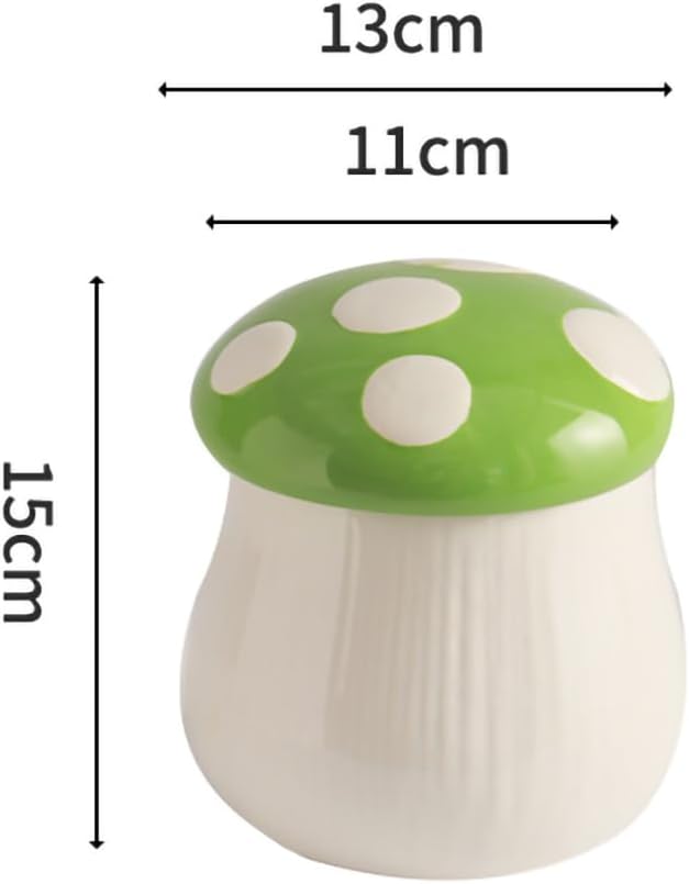 WAIT FLY Mushroom Shaped Ceramic Coffee Bean Storage Container, Tea Canister, Food Storage Jar for Tea, Coffee, Spices, Sugar, Candy, Cookies-Green-28 OZ
