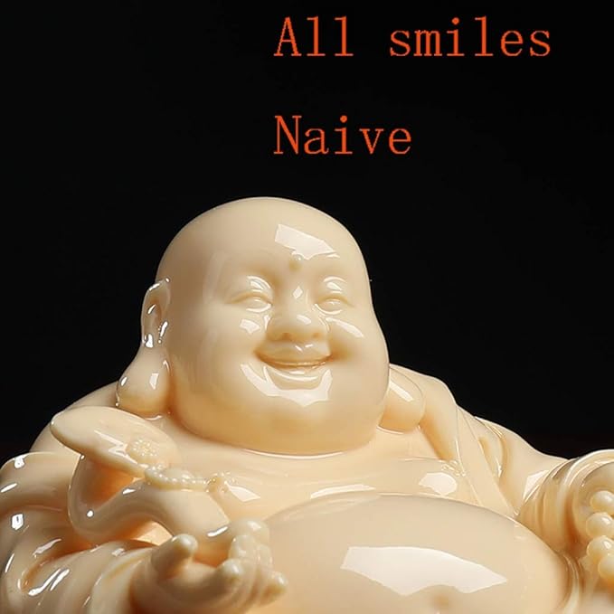 Buddha Statue Buddha Statue Ceramic Sculpture Maitreya Laughing Buddha Decoration Creative Car Buddha Decor Home Ornaments 2.95 Inches Gifts That Make You Happy