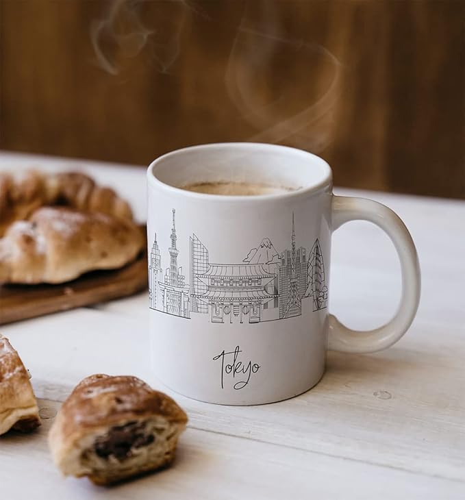 Tokyo Skyline Ceramic Mug, Asia Keepsake 11oz White Mug, Custom Coffee Cup, Gift For Birthday, Asia Skyline Coffee Cup, Mugs for Women, Personalized Coffee Mugs