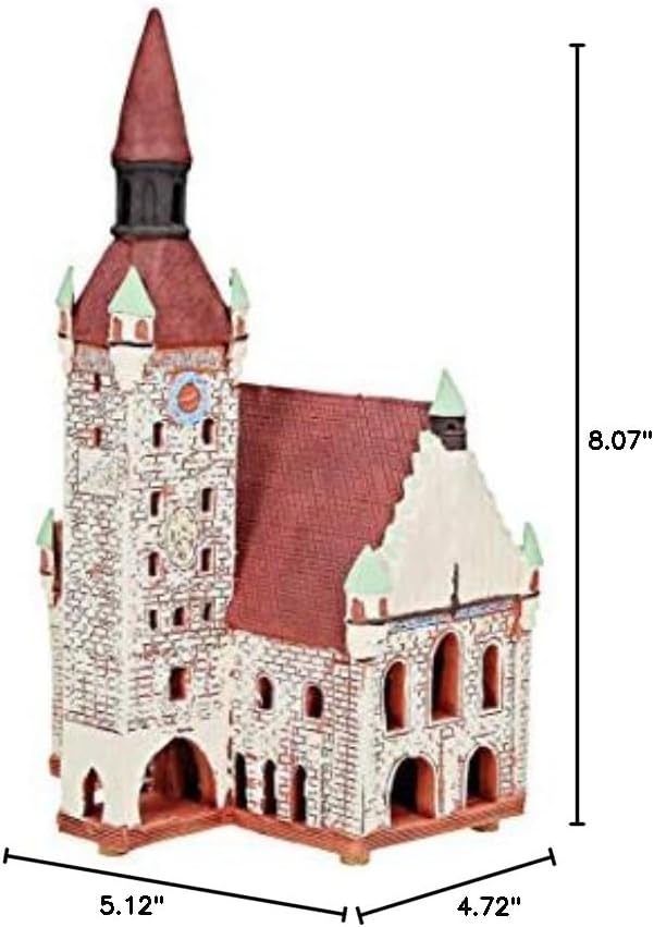 Ceramic Art Tealight Candle Holder Room Decoration Handcrafted Collectible Miniature Light House Old Town Hall in Munchen, Bavaria, Germany B325N*