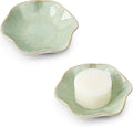 Koythin 2-Piece Ceramic Candle Holder, Aesthetics Candlestick Holders for Tea Lights, Lotus Leaf Shape Candle Stand for Mantle Table, Adorable Vintage Decor for Weddings Dining (Light Green)