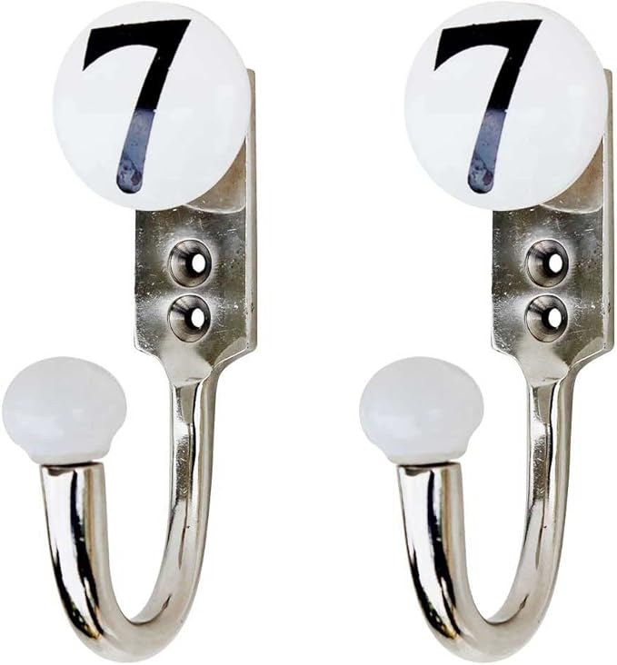 IndianShelf 2-Set Aesthetic Ceramic, Zinc Decorative Cute Hooks for Hanging Coats, Jackets, Leash, Hat, Towel, Backpack, Purse, Handbag for Home Decoration :White