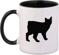 Black Manx Cat Silhouette #1 Ceramic Cup Colored Mug - Black