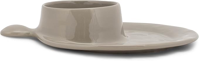 Artisan Divided Dark Grey 9 x 9 Ceramic Stoneware Soup and Sandwich Plate