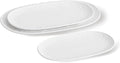 Oval Embossed Serving Platter Set, Stackable Serving Tray, Ceramics White Serving Platters for Entertaining, Serving Dishes for Wedding, Dishwasher & Oven Safe, Gift for Housewarming (3PCS)