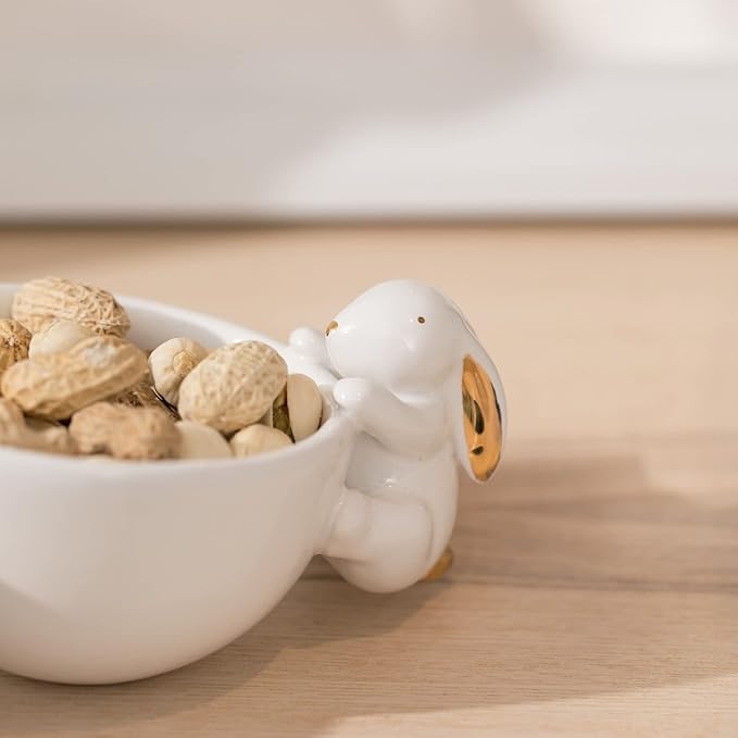 Newman House Studio Decorative Bunny Candy Dish Bowl - Home Decor Ceramic Candy Dish/Nut Dish Three Bowls Snack Bowls Easter Tabletop Decoration Home Décor 13.75 * 4 * 3 Inch