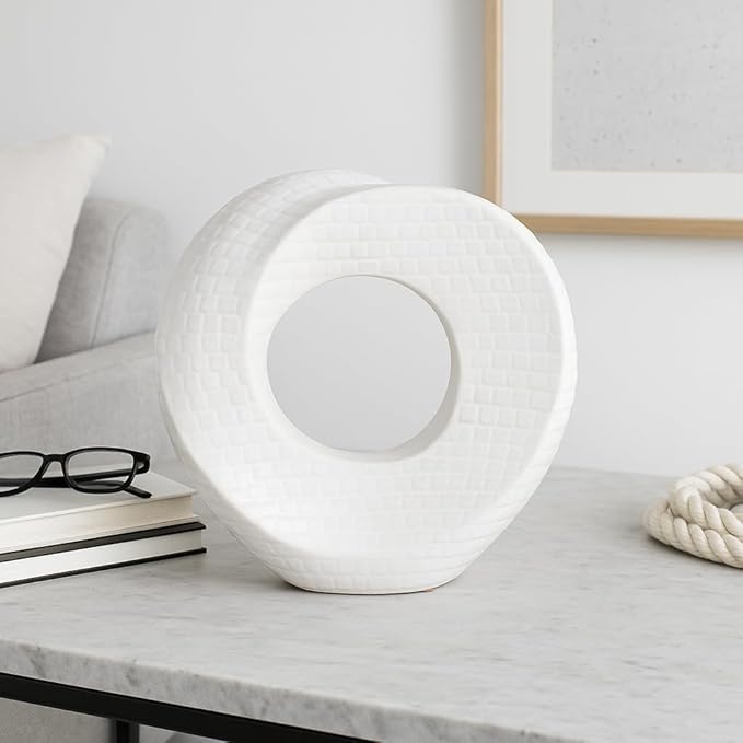 Decorative Home Decor Sculpture – Bathroom Accessory, Office and Room Decor Statement Piece – Modern Statue Accent for Living Room Decor, Bookself, Coffee Table or Artful Ornaments – 10" White