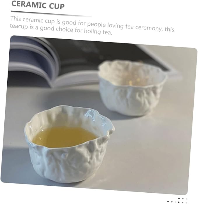 Ciieeo Wrinkle Design Ceramic Tea Cup Mini Chinese Porcelain Tasting Cup Unique Candle Holder for Home and Office Dishwasher oz