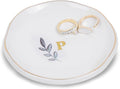 Personalized Ceramic Ring Dish, Initial Jewelry Tray for Rings, Earrings, Necklaces & Bracelets, Gift for Engagements, Birthdays, Holidays, Mom, Sister, Bridesmaid, Bride-to-Be, 4" Ring Plate