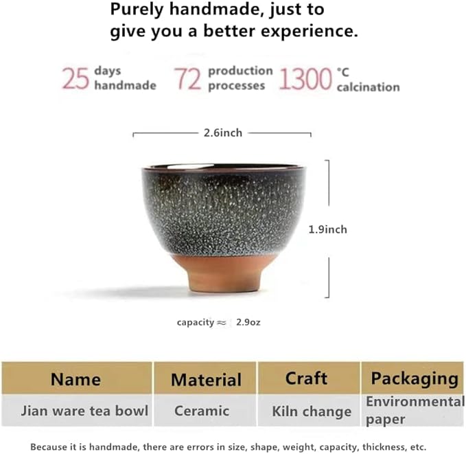 Better-Love 6PCS Handmade Ceramic Espresso/Tea/Sake Cup Gift Set (2.5oz) - 6 Colors, Chinese Pottery Teacups & Japanese Style Cups