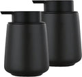 12Oz Black Soap Dispenser Set - Ceramic Lotion Hand Soap Dispenser Set with Easy-to-Press Black Pump, Refillable Mordern Liquid Dish Soap Dispensers for Bathroom & Kitchen, 2 Pack