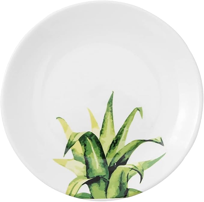 6 Inch Set of 4 Assorted Designs, Porcelain Plates With Plant Patterns, Ceramic Dessert Plates, Dishware for Sandwiches Salad Pasta,Microwave Oven Dishwasher Safe