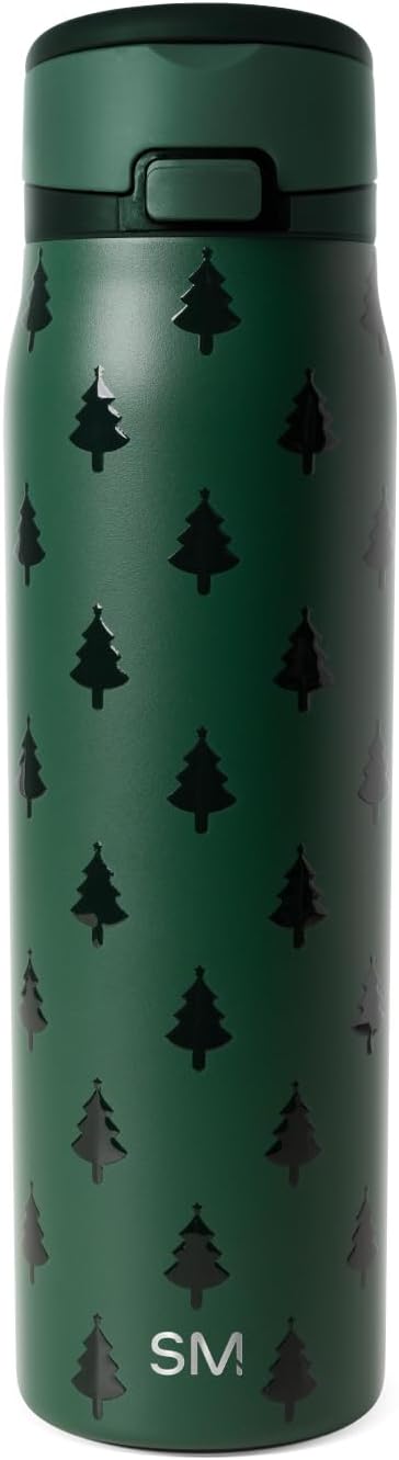 Simple Modern Mesa Loop | Christmas Water Bottle with Straw | 30oz Cup Holder Friendly Insulated Stainless Steel Bottles for Travel, School | Holiday Gifts for Women Men Her Him | Winter Trees