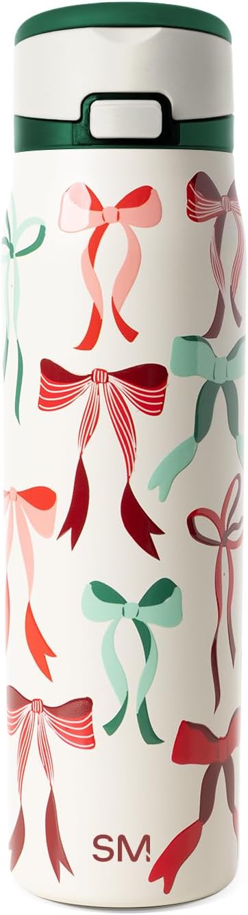 Simple Modern Mesa Loop | Christmas Water Bottle with Straw | 30oz Cup Holder Friendly Insulated Stainless Steel Bottles for Travel, School | Holiday Gifts for Women Men Her Him | Ribbon Wonderland