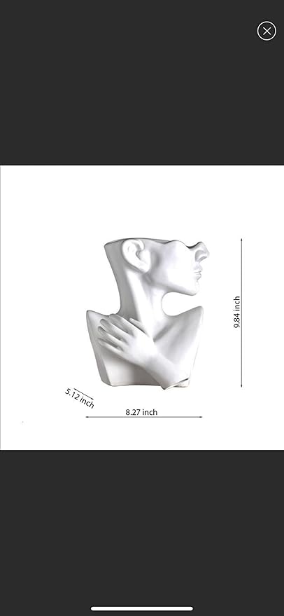 Ceramics Statue Flower Vase Face Pots Bust Head Shaped for Birthday Gifts Home Office Decoration (White)