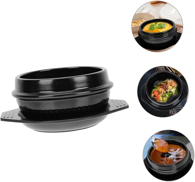PRETYZOOM Korean Stone Pot Bibimbap Casserole Pot Ceramic Cooking for Soup Rice Stew Heat Resistant Easy to Clean