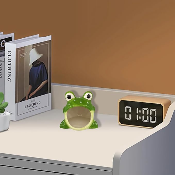 1 Pcs Cute Frog Candy Servers Bowl,Halloween Trick Or Treat Bowl,Fun Candy Dish,Candy Dish for Office Desk Frog Cookie Jar Frog Shape Jewelry Dish Tray for Home Kitchen Office Table
