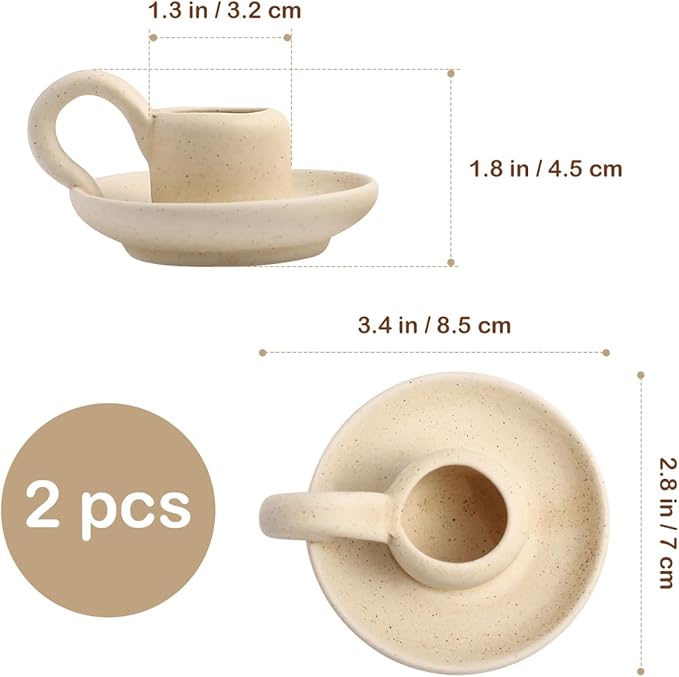 Cabilock Candle Holder Ceramic Candle Holder Ceramic Candlestick Holder Nordic Style Taper Candle Stand Candle Burning Display Holder Desktop Ornament for Home Wedding Party（2 pcs）