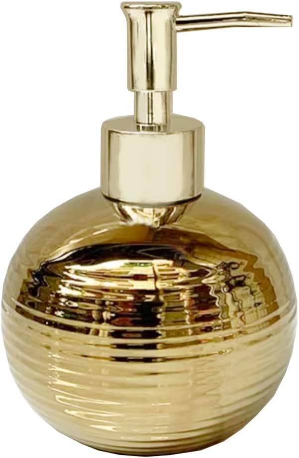 123Arts Ceramic Golden Soap Dispenser Soap Bottle Lotion Bottle with Pump