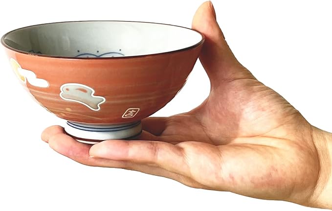Traditional Style Japanese Ceramics Rice Bowl Chawan Pottery, Dishwasher Microwave Safe Made in Japan (Totoya Usagi, Small (nakahira))