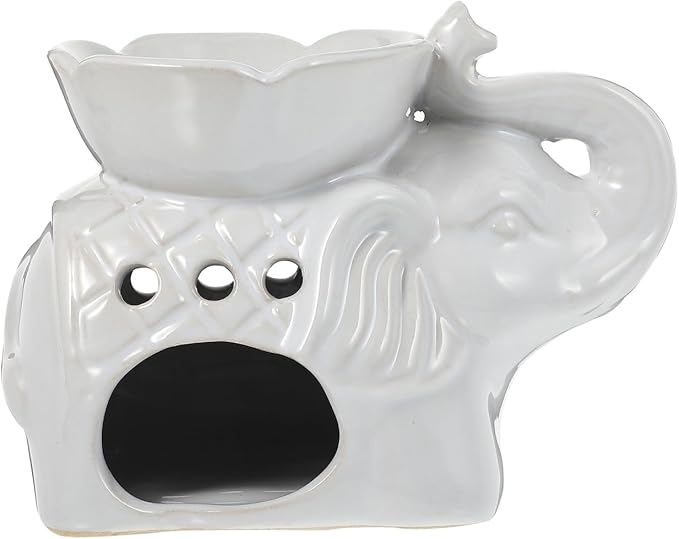 Healifty Wax Melt Warmer Ceramic Elephant Essential Oil Burner Aroma Burner Tealight Candle Holder for Yoga Spa Home Bedroom Decor (White)