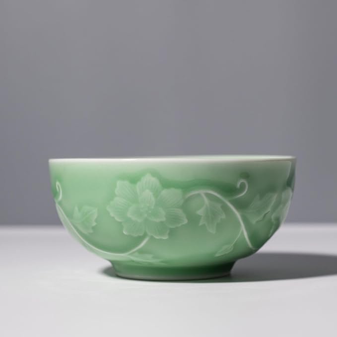 5-Inch Celadon Rice Bowl, Set of 2 - Round Ceramic Bowls for Soup, Stews, Holiday Meals - Classic Holiday Tableware - Durable, Dishwasher, Microwave, Freezer Safe