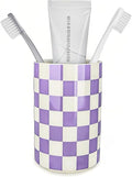 Ceramic Toothbrush Holder, Purple Tooth Brush Holders for Bathrooms, Lavender Bathroom Accessories, Modern Cute Tooth Brush Tumbler/Cup, Toothbrushes Toothpaste Storage Dispenser for Countertop