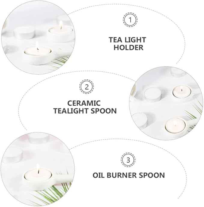 10Pcs Ceramic Tea Light Candle Holder Oil Burner for Scented Oil Tealight Wax Melt Warmer Incense Aroma Diffuser for Bedroom Living Room Balcony Patio Tabletop Star Birthday Wedding Present
