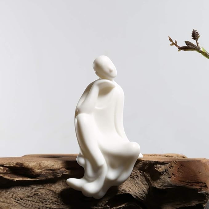 KJYHXX White Ceramic Little Monk Furniture Handmade Home Deco Creative Gift (Worship)