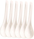 6Pcs White Ceramic Soup Spoons Small Rice Ladles Household Kitchen Utensils Porcelain Serving Spoons for Soup Porridge Dessert