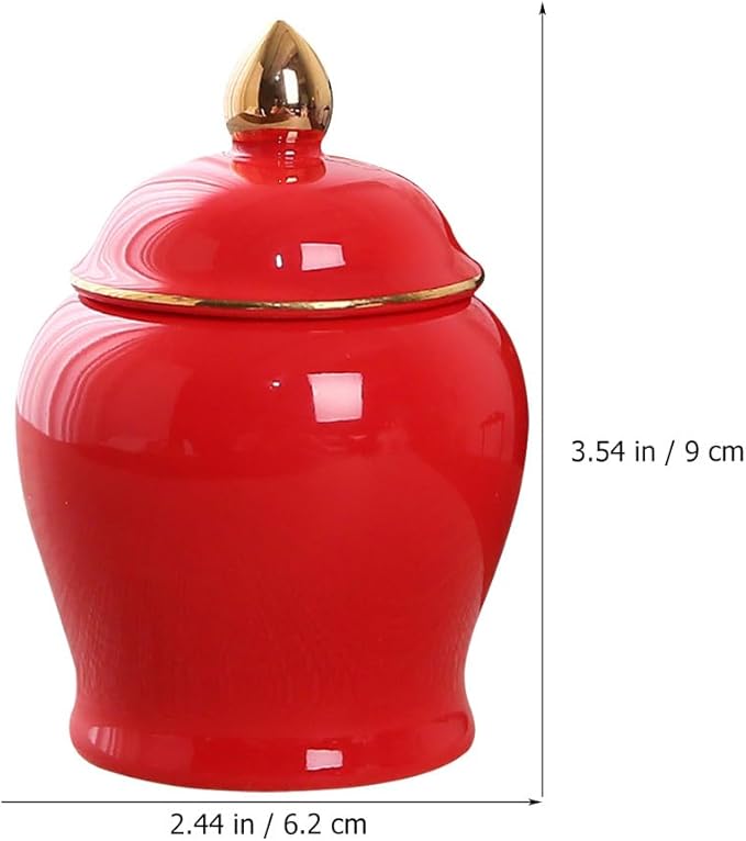 Amosfun Ceramic Tea Canister with Airtight Lid - 3.54 Inch Porcelain Storage Jar for Loose Tea Spices Coffee and Small Items - Sealed Kitchen Canister