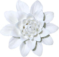 WF Ceramic Wall Flower Chinese Ceramics Decorative Petals Handmade 3D Wall Art Hanging Sculpture Flower Art Home Office Decor (white)
