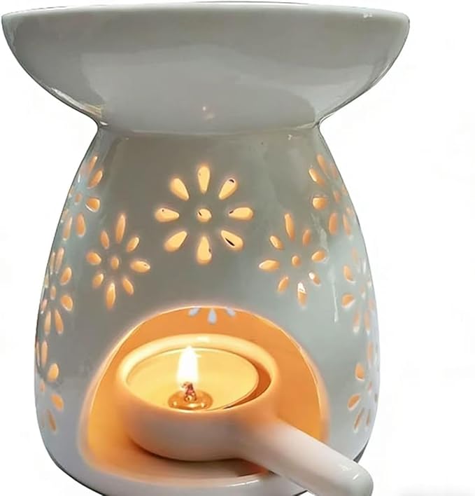 10Pcs Ceramic Tea Light Candle Holder Oil Burner for Scented Oil Tealight Wax Melt Warmer Incense Aroma Diffuser for Bedroom Living Room Balcony Patio Tabletop Star Birthday Wedding Present