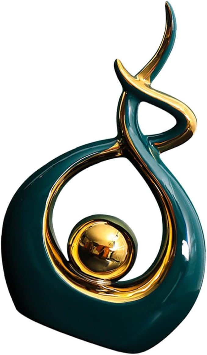 Happyyami Ceramic Abstract Art Sculpture for Living and Dining Decoration Decor and Unique Design Centerpiece for Tabletop Shelf