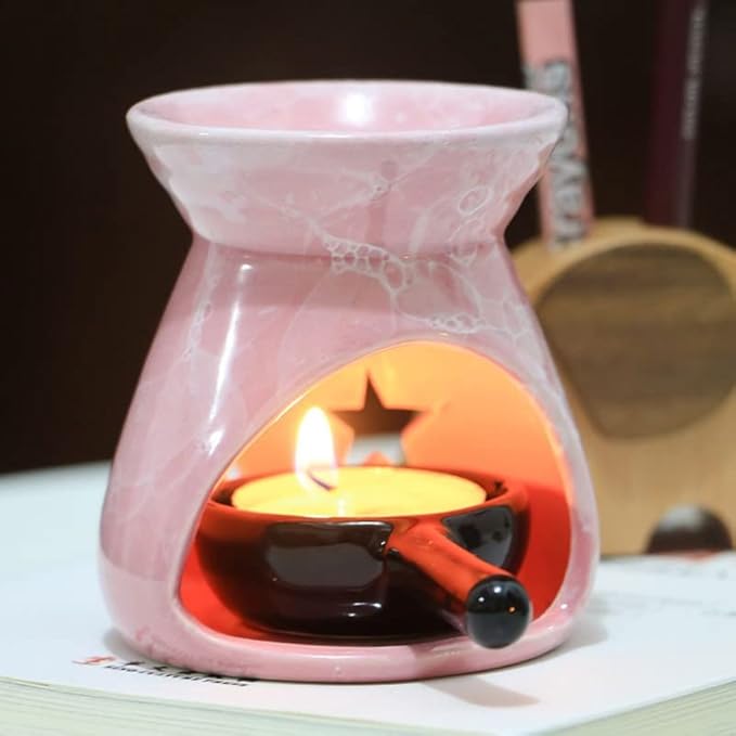 Green Ceramic Essential Oil Burner Tealight Candle Holder Decorative Aroma Diffuser