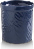 KOOV Kitchen Utensil Holder, Large Ceramic Utensil Crock, Deep and Stable, Utensils Caddy Texture Series (Dark Blue)