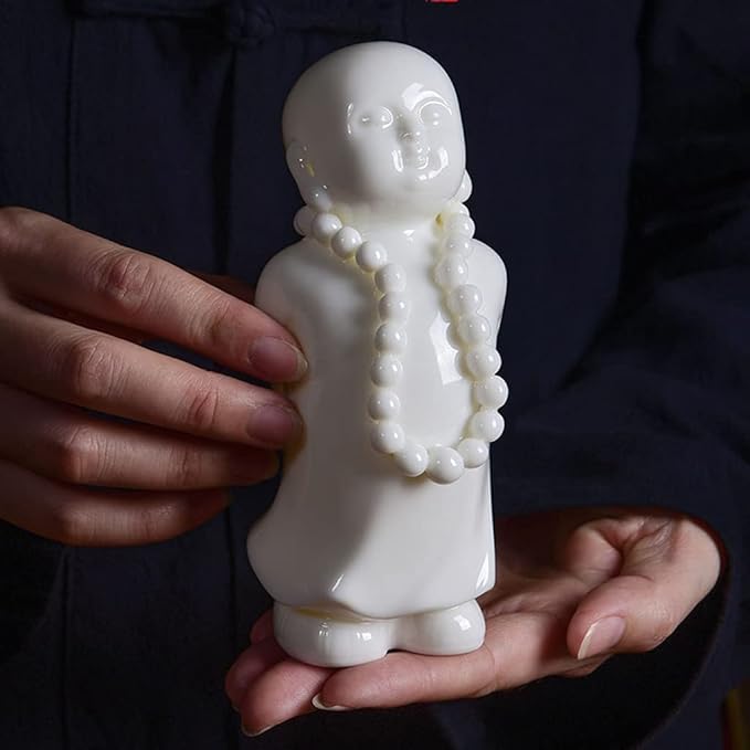 CUBANE Buddha， Sculpture，Buddha Adornments Buddha Statue Decoration 5.5" Ceramic Buddha Statue Mini Standing Buddha Figurine and Sculpture for Feng Shui Home Decor, Asian Yoga Zen Indoor Decor Gifts