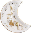 Soddeph Small Moon Ceramic Jewelry Tray, Decorative Trinket Dish, Ring Holder Plate, Modern Accent Tray for Bathroom, Nightstand, Entryway Table, Vanity (1, White)