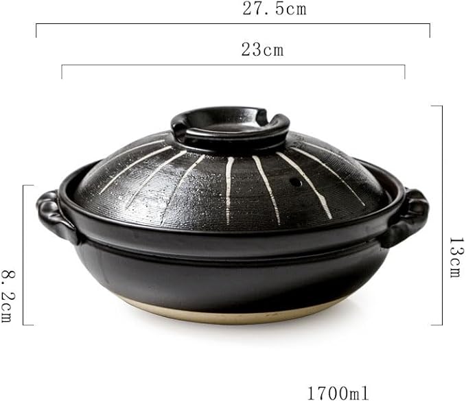 Rice Cooker and Claypot Cooking Pot, Japanese Ceramic Casserole, 2800ml Korean Stone Pot with Lid, Dolsot Pot for Sizzling Meals, Stoneware Clay Nabe Pot for Stovetop Stew,1700ML,A
