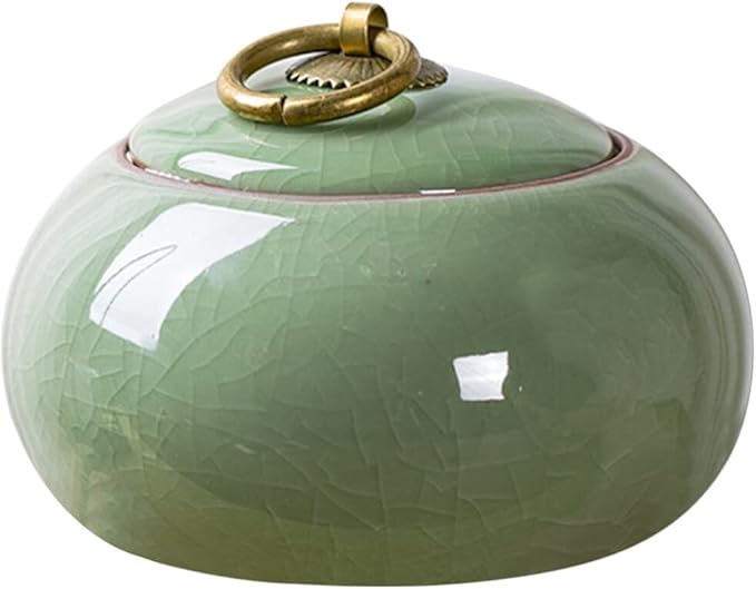 Luxshiny Ceramic Jars Vintage Chinese Style Storage Jars Ceramic Tea Canister Candy Jar Tea Jar Kitchen Canister Coffee Tea Sugar Container Light Green