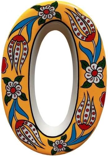 Large Ceramic Housewarming Sign Ceramic Address Plaque House Numbers Sign Door Personalized Coloured Decorative Hand Decoratede Housewarming Gifts Tulip Design 12 * 9 cm (Yellow, 0)