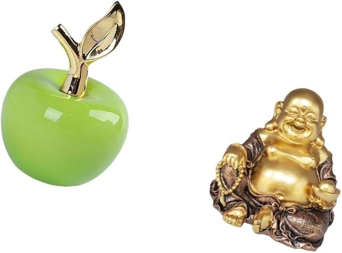 Maitreya Buddha Sculpture Ceramic Figurine, 5.5 Inch (14cm) Height, Feng Shui Ornament for Home Office Decor