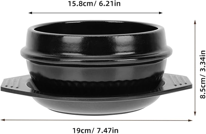 Cabilock Korean Stone Pot Casserole Cookware Stewing Pot Bibimbap Ceramic Soup Lid Korean Hot Kitchen Cooking