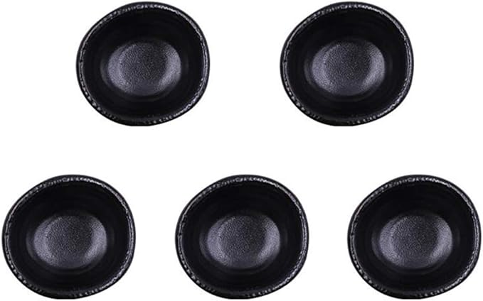 3.5 Inch Simple Style Single Color Stylish Design Multipurpose Porcelain Side Dish Bowl Seasoning Dishes Soy Dipping Sauce Dishes-Set of 5-Black