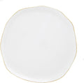 Santa Barbara Design Studio Round Serving Platter Rustic Organic Ceramic Tray, 13" Diameter, White w/Gold Rim