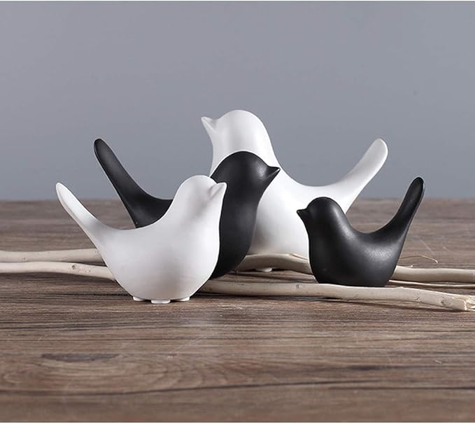 Home Small Statues Ceramic Decor Black Birds Modern Style Decorative Ornaments for Living Room