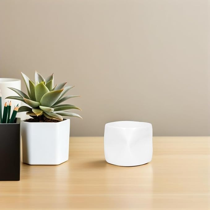 GLEAVI Mini Irregular Shaped Ceramic Teacup Versatile White Porcelain Bowl Candle Holder for Daily Use Home Decor and Festive Occasions