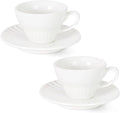 2 oz White Espresso Cups Set of 2, Ceramic Cappuccino Cups with Saucers, Durable Porcelain Tea Set & Modern Coffee Cup Collection, Coffee Lover Gifts