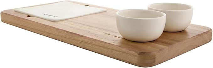 Santa Barbara Design Studio Dessert Board Serving Set Wood Serving Platter Tray and Mini Topping Bowls, 4-Piece, Hey Sugar